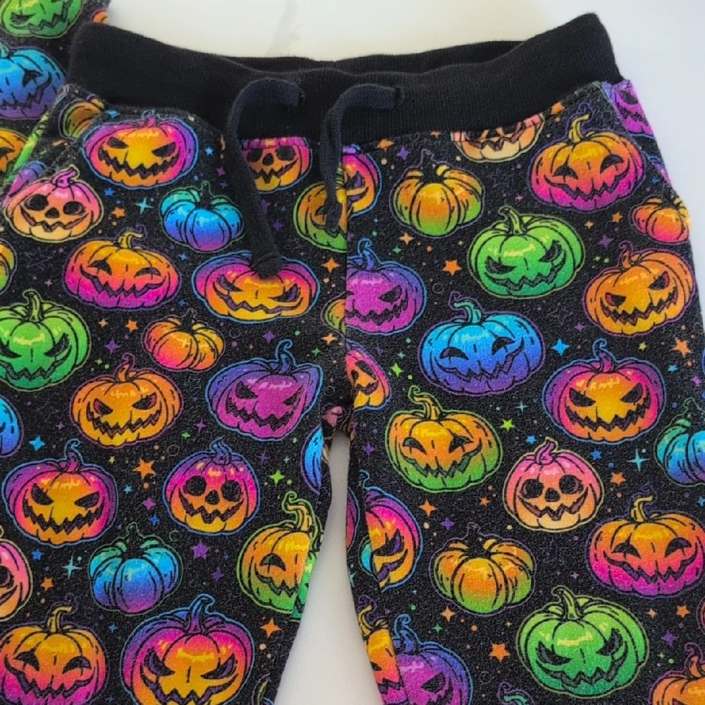 Kids Halloween Pumpkin Sweatshirt & Jogger Set - Black Rainbow Pumpkins